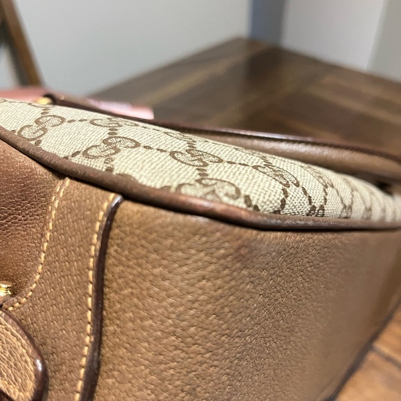 Gucci Vintage Tan and Brown Monogram Satchel - Picture 15 of 16